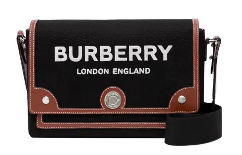 Burberry Note Calfskin Trim Messenger Bag, Handheld Crossbody Bag, Shoulder Bag Women's