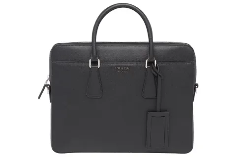 PRADA Leather Laptop Bag, Briefcase, Crossbody Bag Men's Black