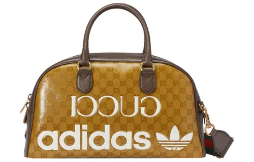 GUCCI Adidas Originals Collaboration Leather One Shoulder Handbag, Travel Bag Medium Men's Brown Yellow