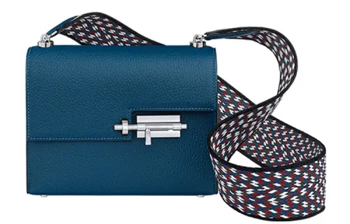 HERMES Verrou Silver Tone Buckle Mysore Goat Skin With Canvas Verrou Bag, Shoulder Bag, Crossbody Bag Mini Women's