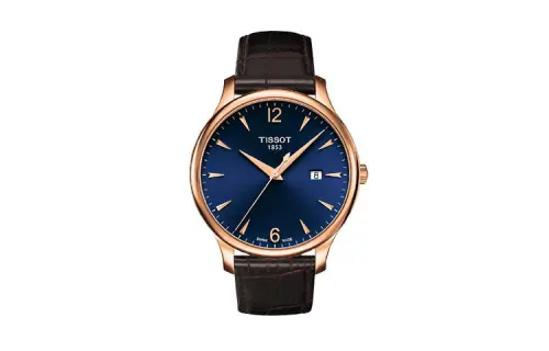 TISSOT Tissot, handsome quartz retro men's watch, blue dial, case stainless steel, watch strap, quartz mechanism, 42mm