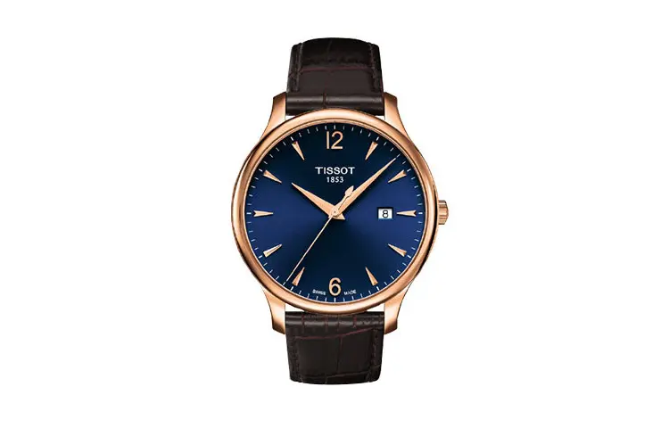 TISSOT Tissot, handsome quartz retro men's watch, blue dial, case stainless steel, watch strap, quartz mechanism, 42mm