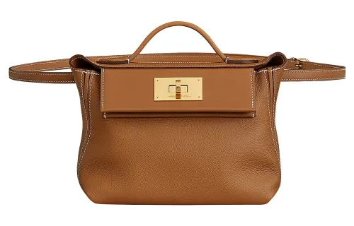 HERMES 24/24 Evercolor & Swift Calfskin Fanny Pack, Shoulder Bag, Crossbody Bag, Handbag Mini Women's Gold
