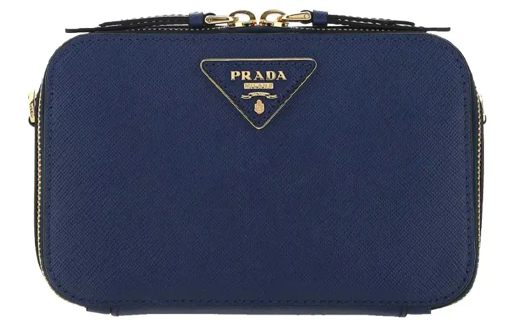 PRADA Saffiano Metal Accessories Leather Fanny Pack Regular Women's Blue