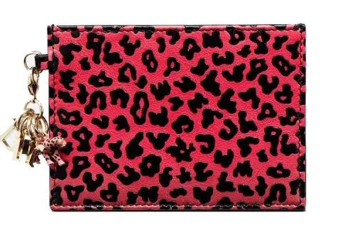 DIOR Lady Dior Cow Leather Card Holder Women's Peach Red