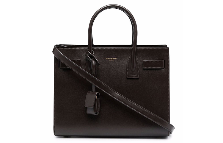 SAINT LAURENT SAC DE JOUR Cow Leather Handbag Small Women's Red Brown
