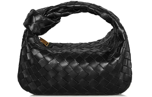 Bottega Veneta Jodie Woven Cow Leather Handbag Mini Women's Black
