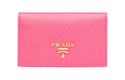 PRADA Saffiano Leather Card Holder Women's Peony Pink