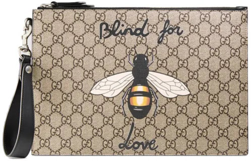 GUCCI Canvas With Leather Clutch Medium Men's Ebony/Black