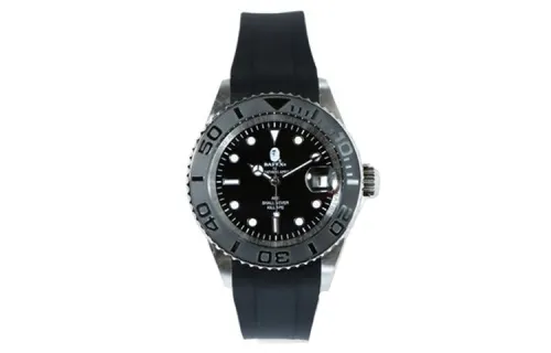 A BATHING APE Bape Watch Series Type1 Bapex Calendar Mechanical Movement Rubber Strap Japanese and Korean Watch Unisex Black Dial 1G30-182-026