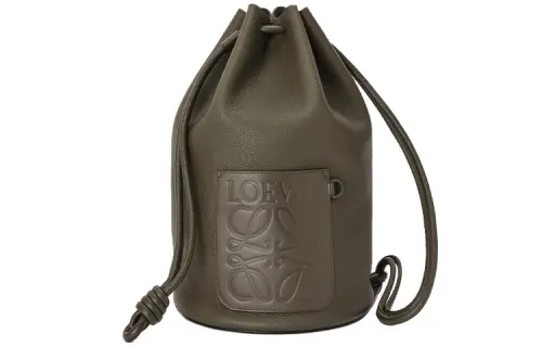 LOEWE Sailor Grained Calfskin Shoulder Bag Men's Dark Khaki Green