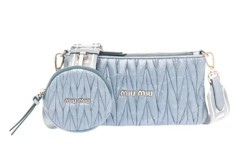 MIU MIU Matelassé Calfskin Shoulder Bag, Crossbody Bag Women's Interstellar Blue