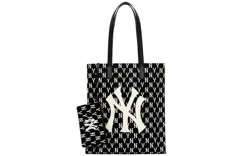 MLB Monogram Collection Polyester Combo Bag, Tote Bag, Shopping Bag, Shoulder Bag, Handbag Women's Black