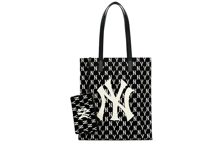 MLB Monogram Polyester Combo Bag, Tote Bag, Shopping Bag, Shoulder Bag, Handbag Women's Black