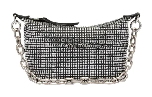 MIU MIU Satin One Shoulder Handbag Women's Black