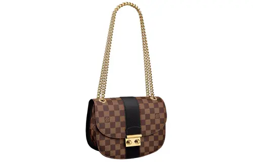 LOUIS VUITTON Wight Canvas Shoulder Bag Medium Women's Black
