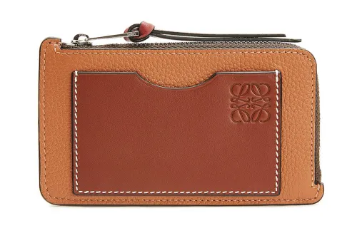 LOEWE Cow Leather Coin Card Holder Women's Light Caramel/Hickory Nuts