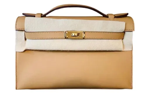 HERMES Mini Kelly 1 Swift Leather Kelly Bag, One Shoulder Handbag 20 Women's 4B Biscuit Cookie