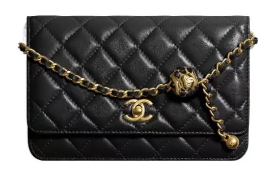 CHANEL WOC Sheepskin Wallet On Chain Shoulder Bag, Crossbody Bag Regular Women's Black