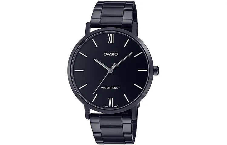 CASIO STANDARD Dark Heart Quartz Movement Stainless Steel Strap Watch Men's Watches Black Dial
