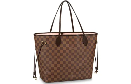 LOUIS VUITTON Neverfull Damier Ebene Mm Rose Ballerina Lining