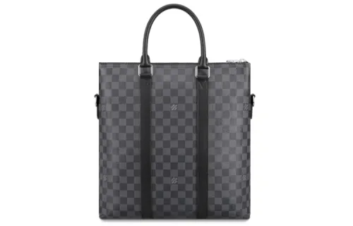LOUIS VUITTON Leather Tote Bag, Shopping Bag, Shoulder Bag, Handbag Men's Graphite