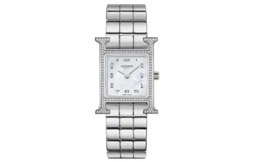 HERMES Heure H Collection Wrist Watches Quartz Movement Stainless Steel Watchband White Dial Women's Watch W053017WW00