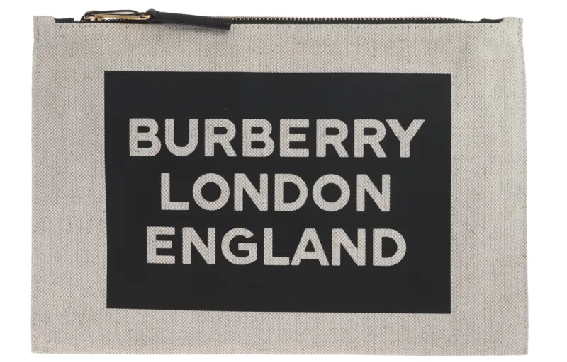 Burberry Cotton With Leather Clutch Women's Gray