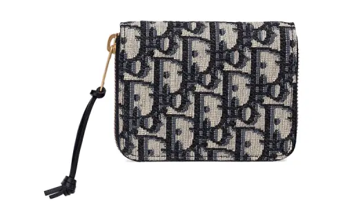 DIOR Saddle Canvas Card Holder, Coin Purse, Wallet Small Women's Blue