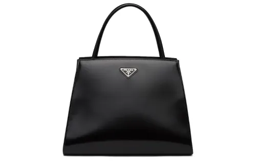 PRADA Shiny Leather Handbag Women's Black
