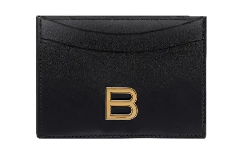 Balenciaga Hourglass Cow Leather Card Holder Card Holder Women's Black