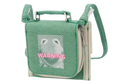 Li Ning, Disney, sports foldable green one-shoulder bag for leisure with zipper for men and women, for beloved