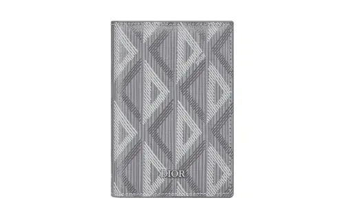 DIOR Diamond Canvas Card Holder Men's Gray
