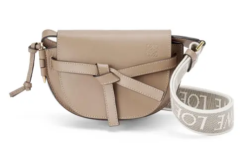 LOEWE Gate Soft Cow Leather Saddle Bag, Bowknot Bag, Shoulder Bag, Crossbody Bag Mini Women's Sand
