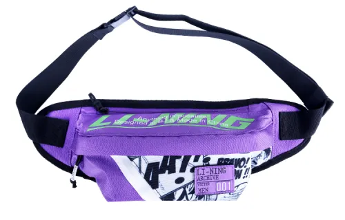 Li Ning Polyester One Shoulder Crossbody Fanny Pack Sling Bag Regular Unisex Purple