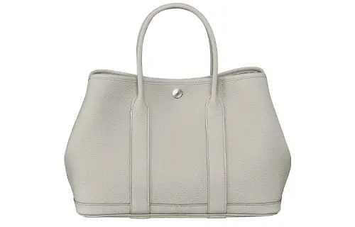 HERMES Garden Party Negonda Calfskin Handbag 30 Women's 8L Beton Glacier White