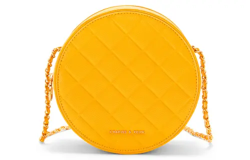 CHARLES&KEITH Microfiber Synthetic Leather Round Bag, Small Round Bag, Crossbody Bag Women's Black