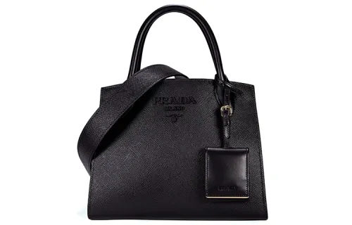 PRADA Leather Shopping Bag, One Shoulder Handbag Regular Women's Black