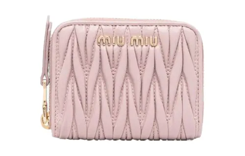 MIU MIU Leather Wallet Women's Pastel Pink