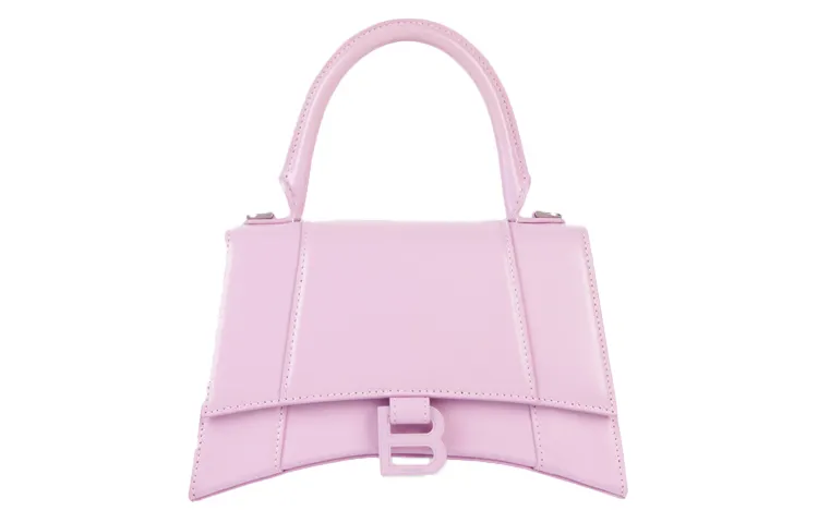 Balenciaga Hourglass Cow Leather Crossbody One Shoulder Handbag Women's Light Pink