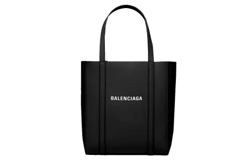 Balenciaga Logo Calfskin Tote Bag, Shopping Bag, Shoulder Bag, Handbag Small Unisex Black