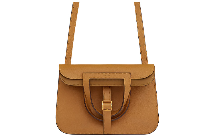 HERMES Halzan Evercolor Calfskin Handbag, Shoulder Bag, Crossbody Bag Regular Women's 28 Caramel