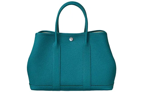 HERMES Garden Party Negonda Calfskin Handbag 30 Women's 7C Cobalt Blue