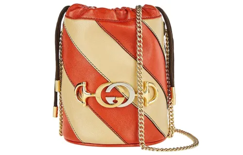 GUCCI Zumi Metal Accessories Leather Shoulder Bag Mini Women's Red & Beige