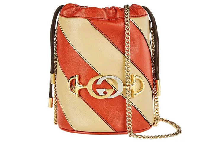 GUCCI Zumi Metal Accessories Leather Shoulder Bag Mini Women's Red & Beige