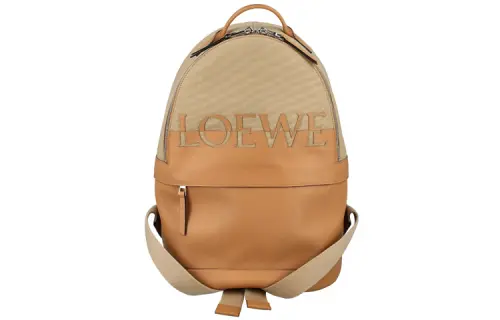 LOEWE Cow Leather With Cotton Backpack Unisex Brown
