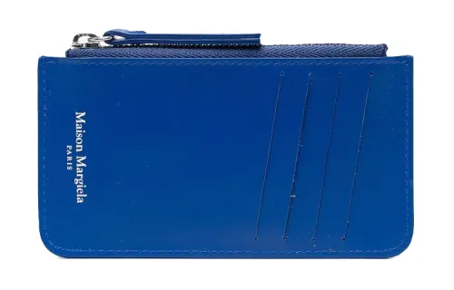 Maison Margiela Leather With Cotton Wallet, Card Holder Women's Blue