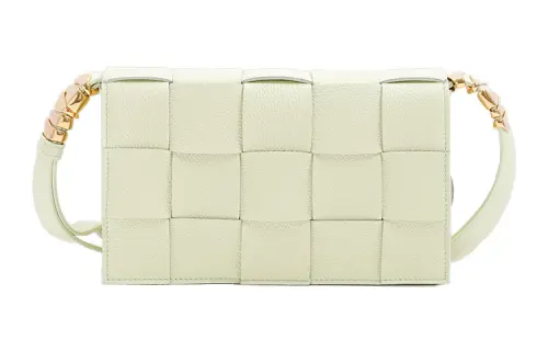 Bottega Veneta CASSETTE Cow Leather Tofu Bag, Camera Bag, Crossbody Bag, Shoulder Bag Unisex Light Green