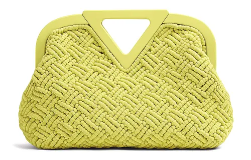 Bottega Veneta Point Woven Cotton Clutch Women's Mustard Yellow