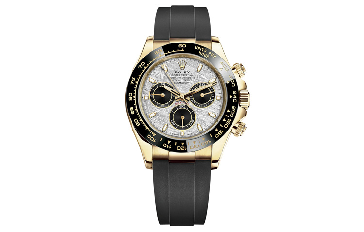 ROLEX Rolex, charlotte tilbury, automatic mechanical mechanism, men's watch, dial, golden gold watch, case, rubber watch strap, Switzerland, 40mm